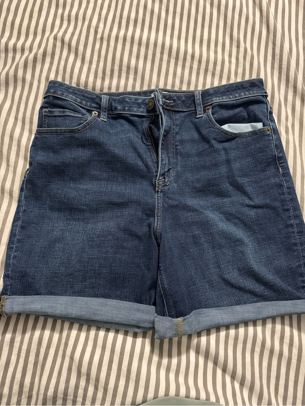 Market & Spruce Dark Blue Rolled Cuff Denim Shorts
